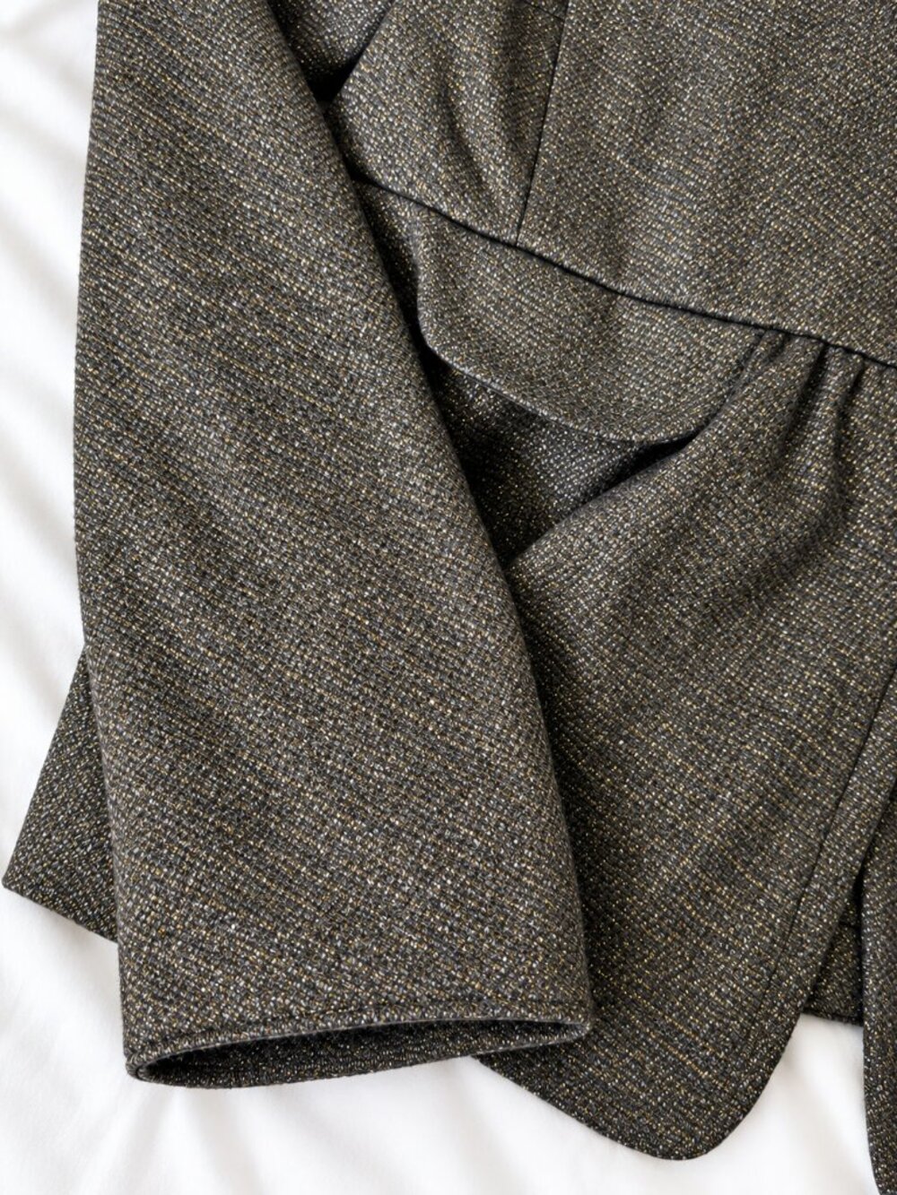 J.Crew Metallic Gold Tweed Virgin Wool Peplum Jacket Size 10 - Picture 7 of 8